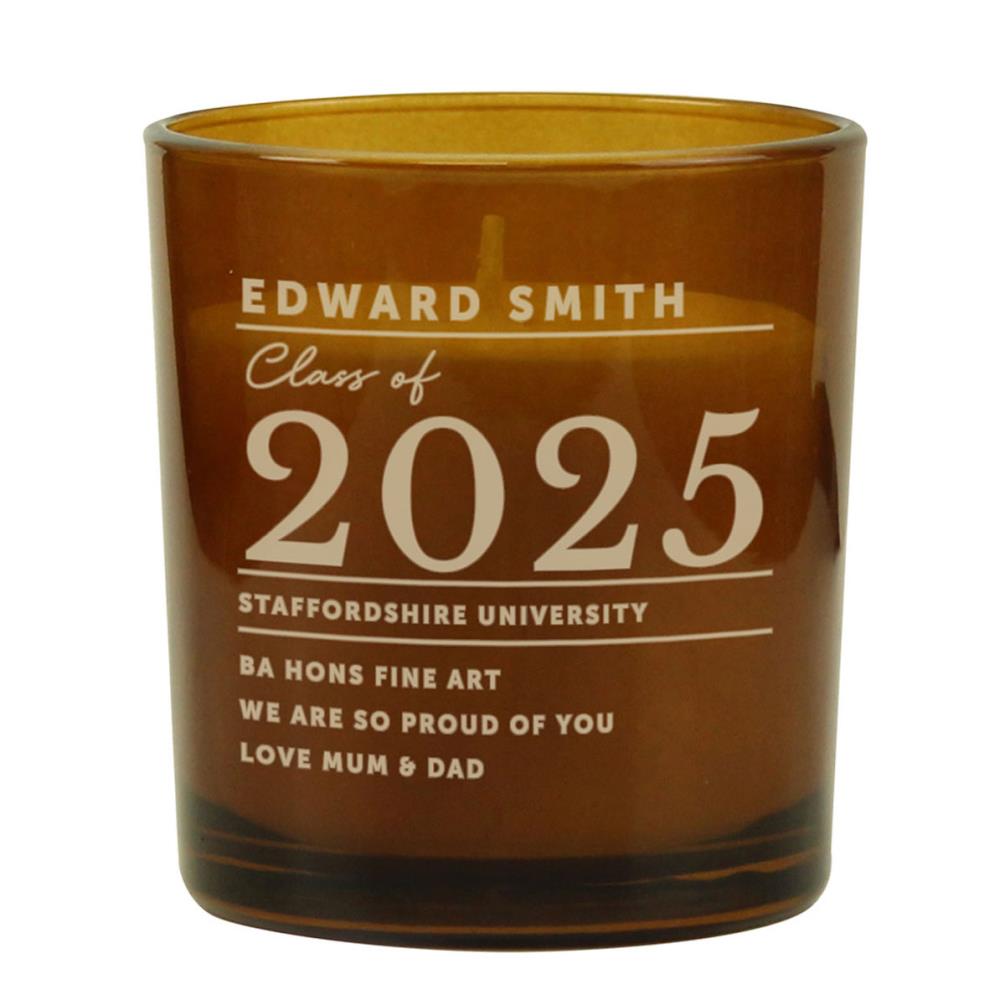 Personalised Graduation Amber Glass Jar Candle £8.99